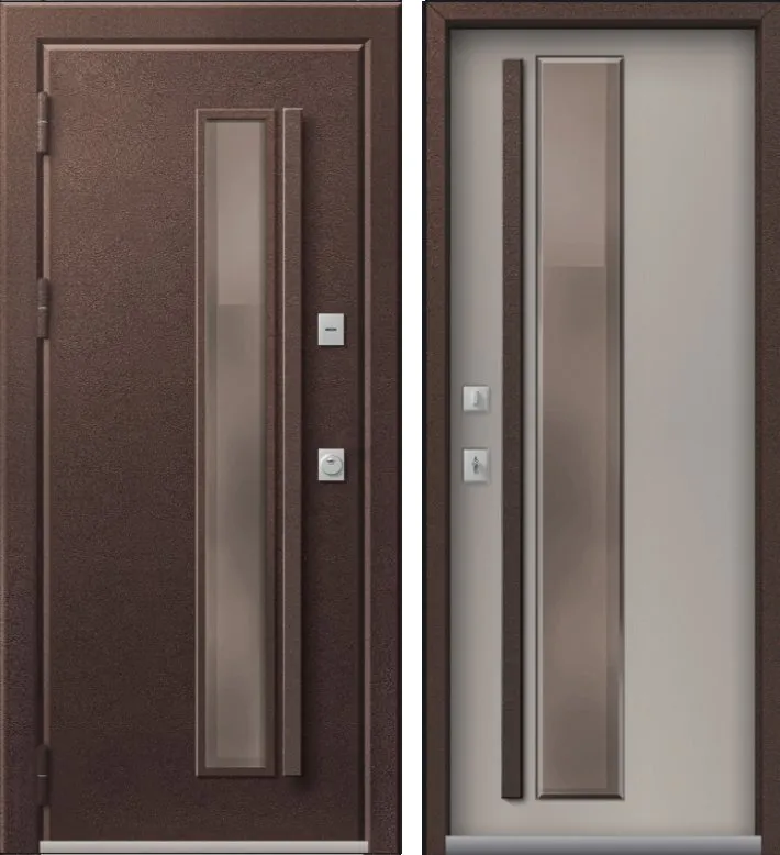Дверь Термо Premium 4 Шоколад Муар - Кашемир Грей мех.защелка DIS007387